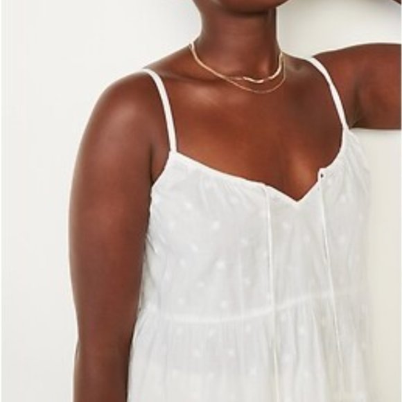 Embroidered Tie-Front Tiered Sleeveless Top - Picture 4 of 4